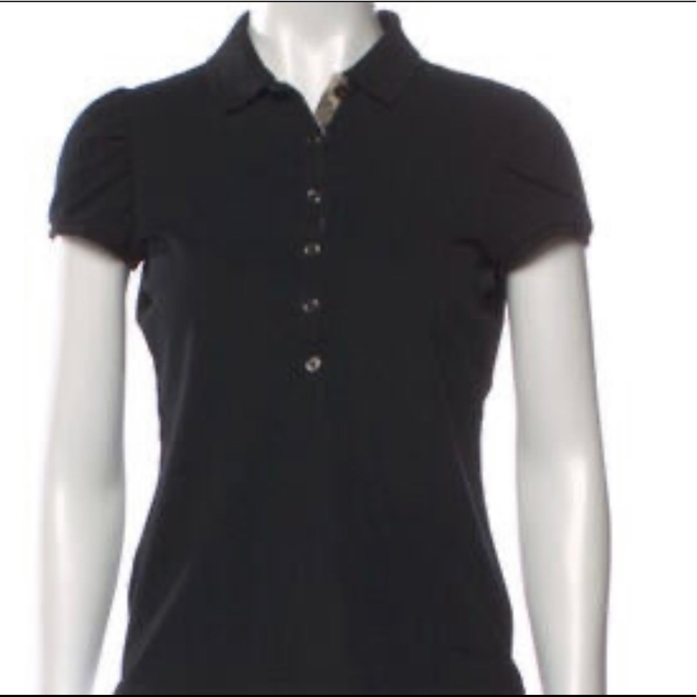 Burberry Women’s Brit Short Black Sleeve Polo Size Medium